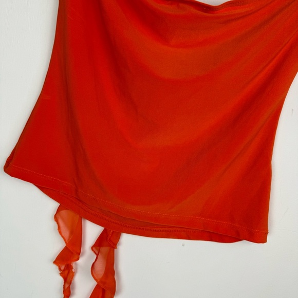 Vtg Y2K Orange Strapless Handkerchief Top Sz Large - Picture 10 of 11